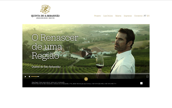 Homepage do site da Quinta de São Sebastião (não desenvolvida pela Curiosidade)